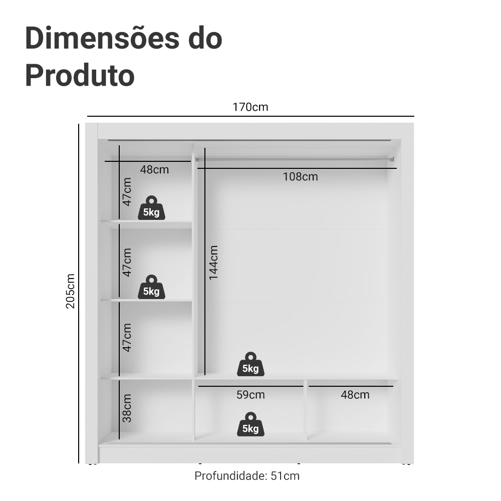 Guarda-Roupa Casal 3 Portas de Correr com Espelho Branco Madesa Mônaco