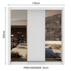 Guarda-Roupa Casal Madesa Lyon Plus 3 Portas de Correr com Espelhos 4 Gavetas Branco
