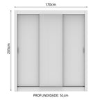 Guarda-Roupa Casal Madesa Lyon 3 Portas de Correr 2 Gavetas Branco