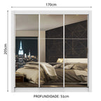 Guarda-Roupa Casal Madesa Mônaco 3 Portas de Correr de Espelho Branco