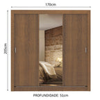 Guarda-Roupa Casal Madesa Lyon 3 Portas de Correr com Espelho 2 Gavetas Rustic
