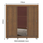 Guarda-Roupa Casal Madesa Lyon 3 Portas de Correr com Espelho 2 Gavetas com Pés Rustic