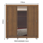 Guarda-Roupa Casal Madesa Lyon Plus 3 Portas de Correr com Espelho 4 Gavetas com Pés Rustic