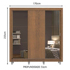 Guarda-Roupa Casal Madesa Mônaco 3 Portas de Correr com Espelhos com Pés Rustic