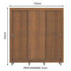 Guarda-Roupa Casal Madesa Lyon 3 Portas de Correr 2 Gavetas com Pés Rustic