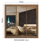 Guarda-Roupa Casal Madesa Mônaco 3 Portas de Correr de Espelho Rustic