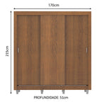 Guarda-Roupa Casal Madesa Mônaco 3 Portas de Correr com Pés Rustic