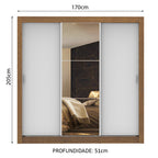 Guarda-Roupa Casal Madesa Lyon 3 Portas de Correr com Espelho 2 Gavetas Rustic/Branco