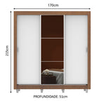 Guarda-Roupa Casal Madesa Mônaco 3 Portas de Correr com Espelho com Pés Rustic/Branco