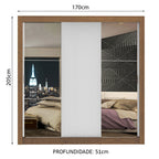 Guarda-Roupa Casal Madesa Lyon 3 Portas de Correr com Espelhos 2 Gavetas Rustic/Branco