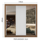 Guarda-Roupa Casal Madesa Lyon Plus 3 Portas de Correr com Espelhos 4 Gavetas Rustic/Branco
