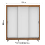 Guarda-Roupa Casal Madesa Lyon 3 Portas de Correr 2 Gavetas com Pés Rustic/Branco