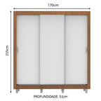 Guarda-Roupa Casal Madesa Lyon Plus 3 Portas de Correr 4 Gavetas com Pés Rustic/Branco