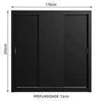 Guarda-Roupa Casal Madesa Mônaco 3 Portas de Correr Preto