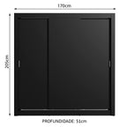 Guarda-Roupa Casal Madesa Lyon 3 Portas de Correr 2 Gavetas Preto