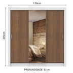 Guarda-Roupa Casal Madesa Lyon 3 Portas de Correr com Espelho 2 Gavetas Branco/Rustic