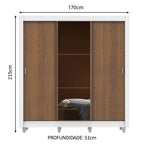 Guarda-Roupa Casal Madesa Mônaco 3 Portas de Correr com Espelho com Pés Branco/Rustic
