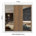 Guarda-Roupa Casal Madesa Mônaco 3 Portas de Correr com Espelhos Branco/Rustic