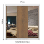 Guarda-Roupa Casal Madesa Lyon 3 Portas de Correr com Espelhos 2 Gavetas Branco/Rustic