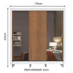 Guarda-Roupa Casal Madesa Mônaco 3 Portas de Correr com Espelhos com Pés Branco/Rustic