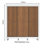 Guarda-Roupa Casal Madesa Lyon 3 Portas de Correr 2 Gavetas com Pés Branco/Rustic