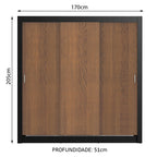 Guarda-Roupa Casal Madesa Mônaco 3 Portas de Correr Preto/Rustic