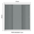 Guarda-Roupa Casal Madesa Mônaco 3 Portas de Correr Branco/Cinza