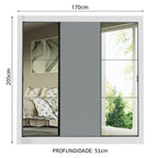 Guarda-Roupa Casal Madesa Mônaco 3 Portas de Correr com Espelhos Branco/Cinza