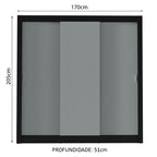 Guarda-Roupa Casal Madesa Mônaco 3 Portas de Correr Preto/Cinza