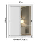 Guarda-Roupa Solteiro Madesa Dallas 2 Portas de Correr com Espelho 2 Gavetas Branco