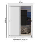 Guarda-Roupa Solteiro Madesa Dallas Plus 2 Portas de Correr com Espelho 4 Gavetas Branco