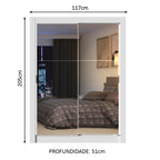 Guarda-Roupa Solteiro Madesa Denver 2 Portas de Correr de Espelho Branco