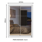 Guarda-Roupa Solteiro Madesa Dallas Plus 2 Portas de Correr de Espelho 4 Gavetas Branco