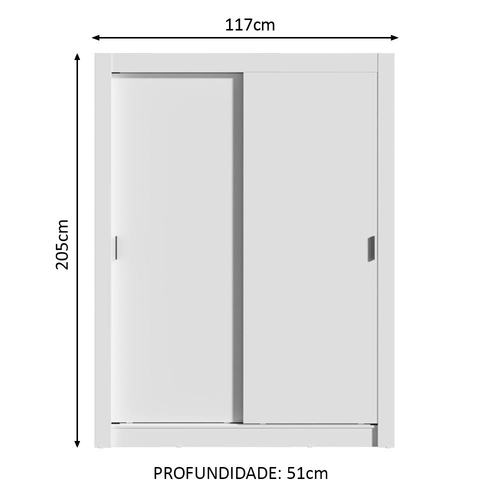 Guarda-Roupa Solteiro Madesa Dallas Plus 2 Portas de Correr 4 Gavetas Branco