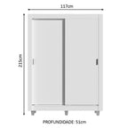 Guarda-Roupa Solteiro Madesa Dallas Plus 2 Portas de Correr 4 Gavetas com Pés Branco