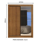 Guarda-Roupa Solteiro Madesa Dallas Plus 2 Portas de Correr com Espelho 4 Gavetas Rustic