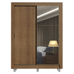 Guarda-Roupa Solteiro Madesa Denver 2 Portas de Correr com Espelho com Pés Rustic