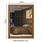 Guarda-Roupa Solteiro Madesa Denver 2 Portas de Correr de Espelho Rustic