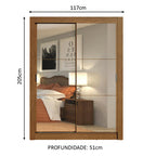 Guarda-Roupa Solteiro Madesa Dallas 2 Portas de Correr de Espelho 2 Gavetas Rustic