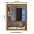 Guarda-Roupa Solteiro Madesa Dallas Plus 2 Portas de Correr de Espelho 4 Gavetas Rustic