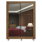 Guarda-Roupa Solteiro Madesa Denver 2 Portas de Correr de Espelho com Pés Rustic