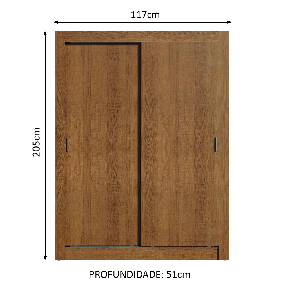 Guarda-Roupa Solteiro Madesa Dallas 2 Portas de Correr 2 Gavetas Rustic