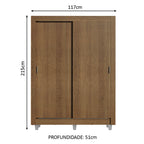 Guarda-Roupa Solteiro Madesa Dallas 2 Portas de Correr 2 Gavetas com Pés Rustic