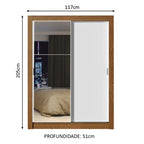 Guarda-Roupa Solteiro Madesa Denver 2 Portas de Correr com Espelho Rustic/Branco