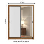 Guarda-Roupa Solteiro Madesa Dallas 2 Portas de Correr com Espelho 2 Gavetas Rustic/Branco