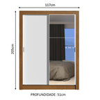 Guarda-Roupa Solteiro Madesa Dallas Plus 2 Portas de Correr com Espelho 4 Gavetas Rustic/Branco