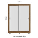 Guarda-Roupa Solteiro Madesa Denver 2 Portas de Correr com Pés Rustic/Branco