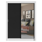 Guarda-Roupa Solteiro Madesa Denver 2 Portas de Correr com Espelho Branco/Preto