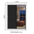 Guarda-Roupa Solteiro Madesa Dallas 2 Portas de Correr com Espelho 2 Gavetas Branco/Preto