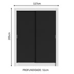 Guarda-Roupa Solteiro Madesa Dallas 2 Portas de Correr 2 Gavetas Branco/Preto